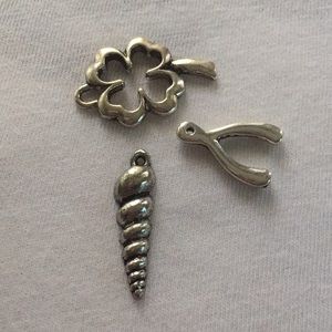 3Pc Silver  Bracelet Charms.